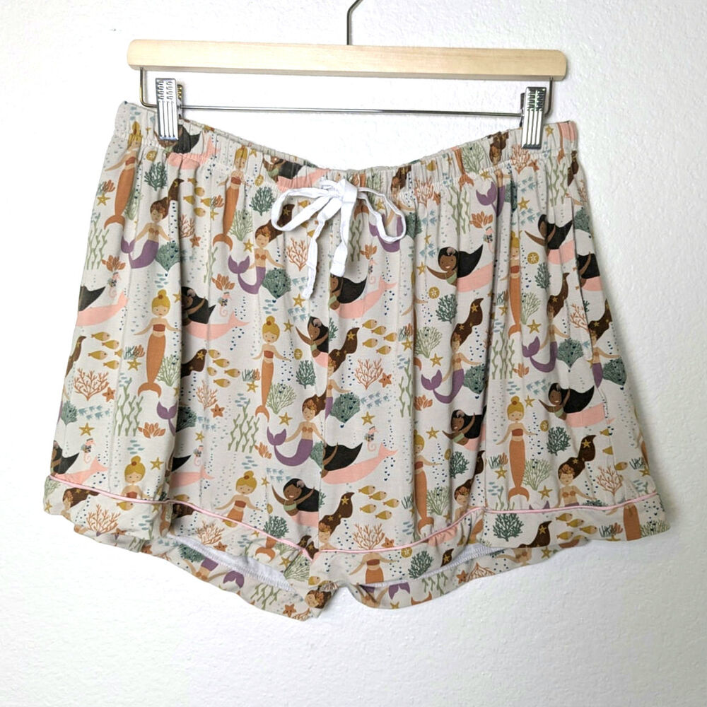 Emerson & Friends 2 Piece Bamboo Mermaid Short Sleeve Shorts Pajama Set Women XL - Picture 2 of 13